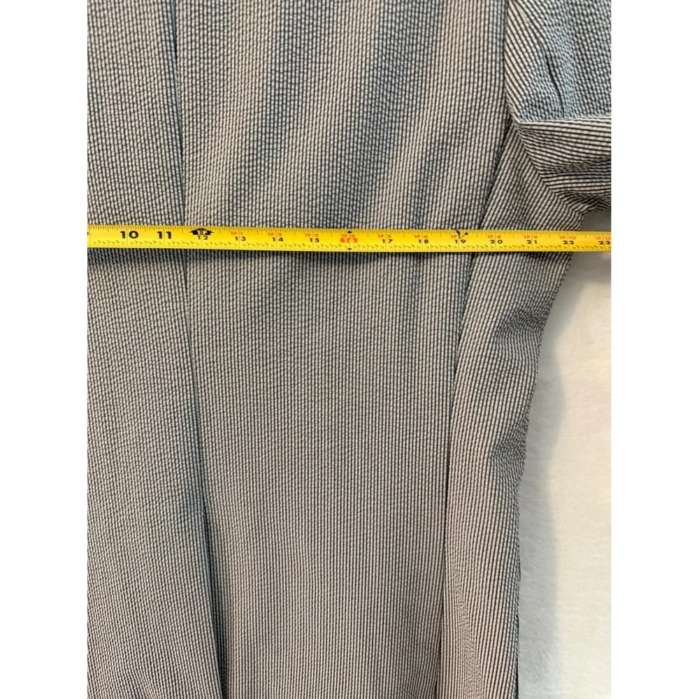 Banana Republic Seersucker Blazer Mens 44R Tailored Slim Fit Black White Striped